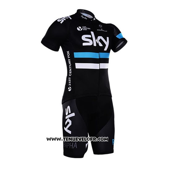 2016 Maillot Ciclismo Sky Blanc et Noir Manches Courtes et Cuissard